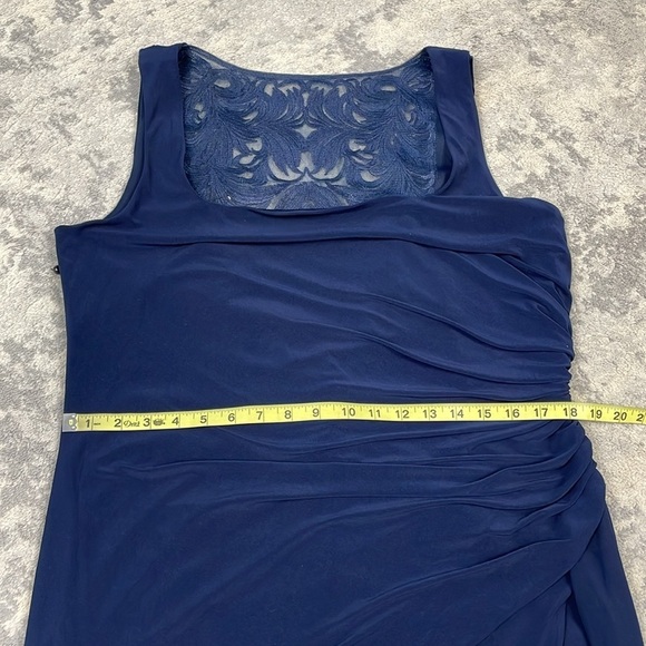 New Adrianna Papell Sleeveless Jersey Gown Embellished Lace Cowl Back Midnight - Picture 12 of 15